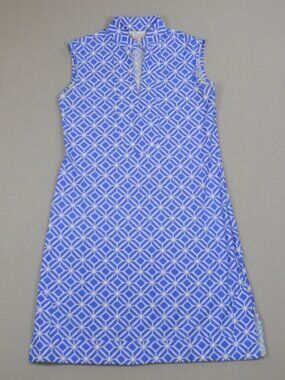 💙 Jude Connally Blue Geometric Shift Dress XS Golf Tennis Pickleball USA